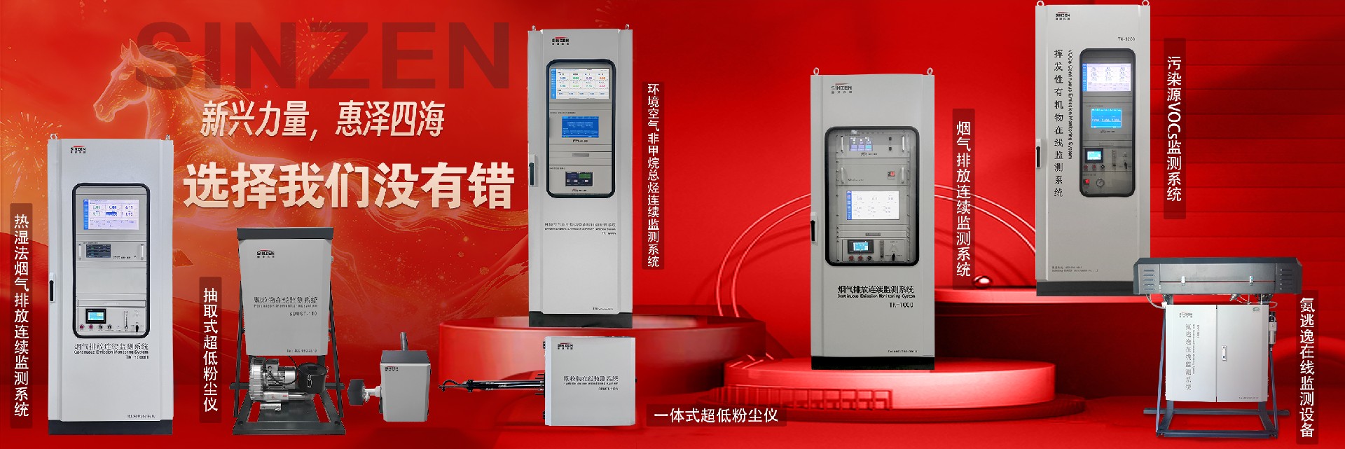 煙氣在線監測系統、voc在線監測系統、氨逃逸、二氧化碳在線監測系統、環境空氣非甲烷總烴在線監測系統全家福1920x640