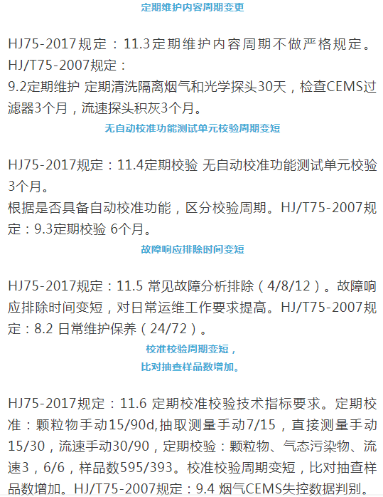 煙氣（so2，nox，顆粒物）排放連續(xù)監(jiān)測技術(shù)規(guī)范 HJ75-2017與HJ/T75-2007標(biāo)準(zhǔn)究竟有何不同